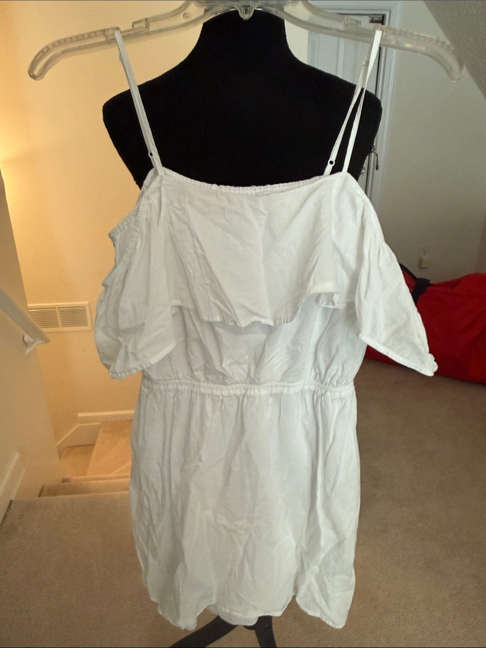 Express White Off-Shoulder Ruffle Camisole Dress